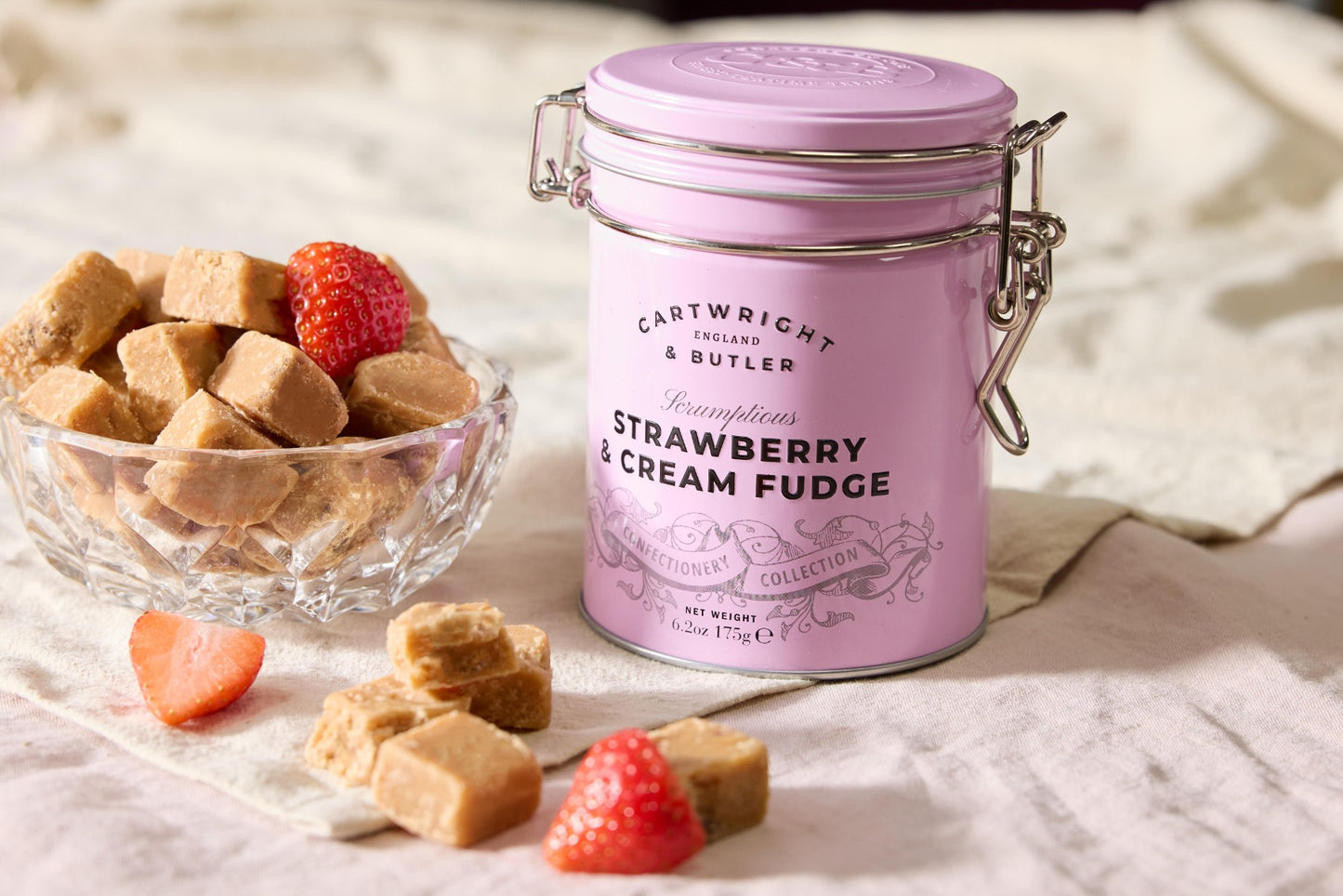 Cartwright & Butler Strawberry & Clotted Cream Fudge in Tin 175g