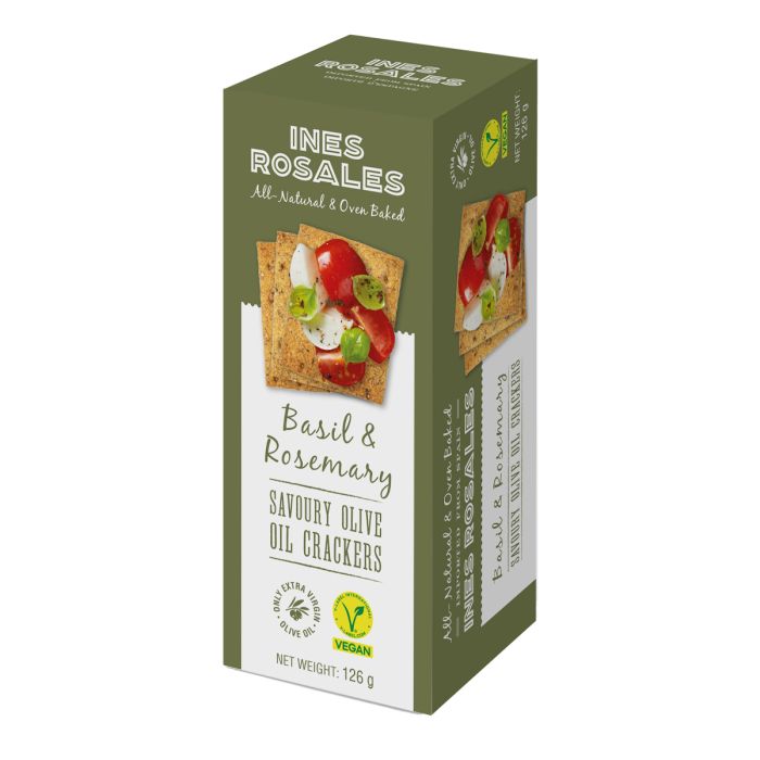 Ines Rosales Rosemary & Basil Olive Oil Crackers 126g