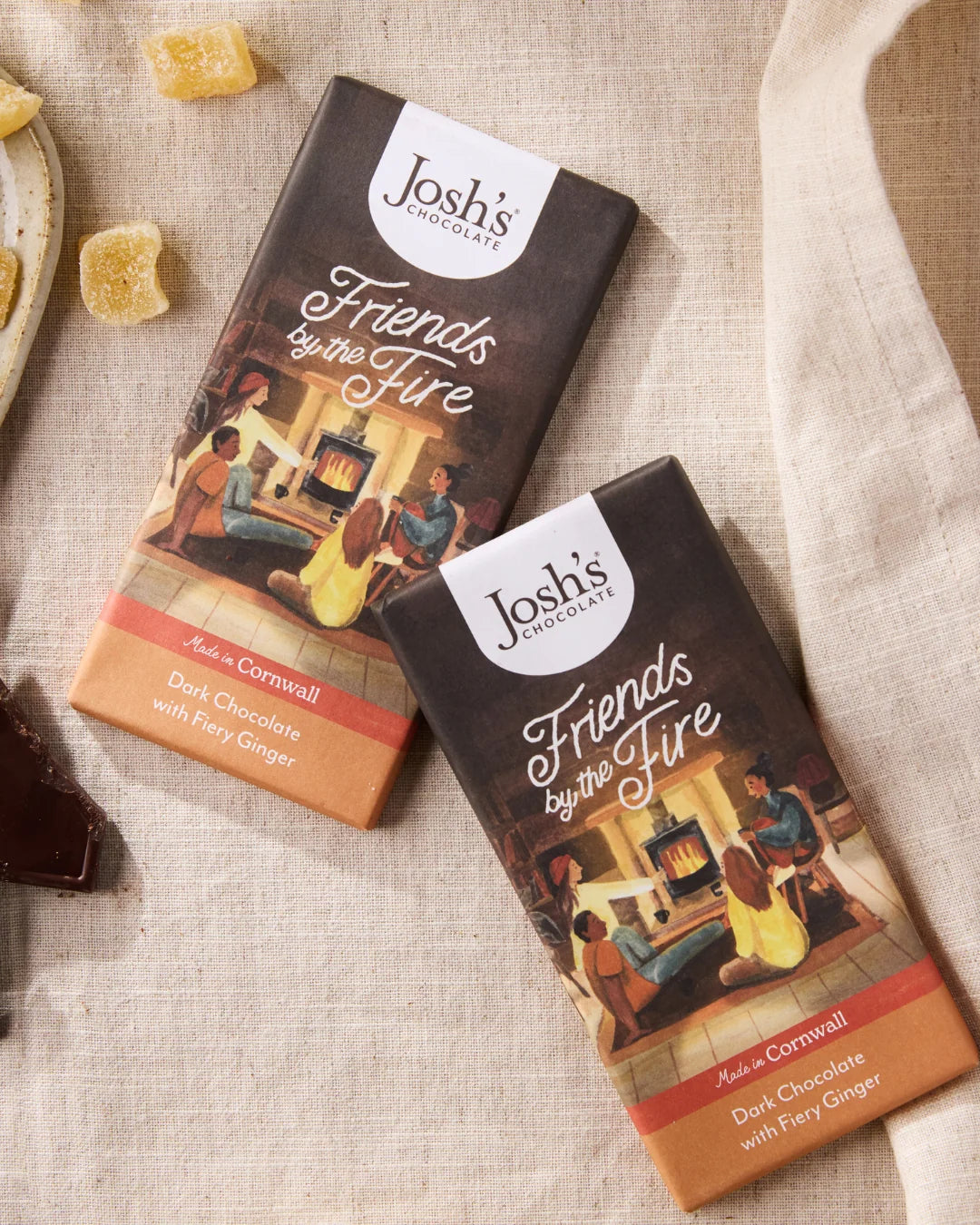 Josh's - Friends by the Fire; Dark Chocolate with Fiery Ginger 90g