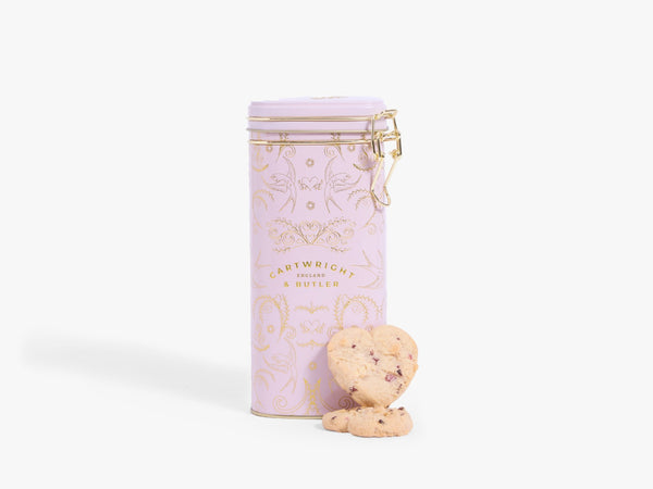 Cartwright & Butler Raspberry & White Chocolate Biscuits in Heart Shaped Tin 200g