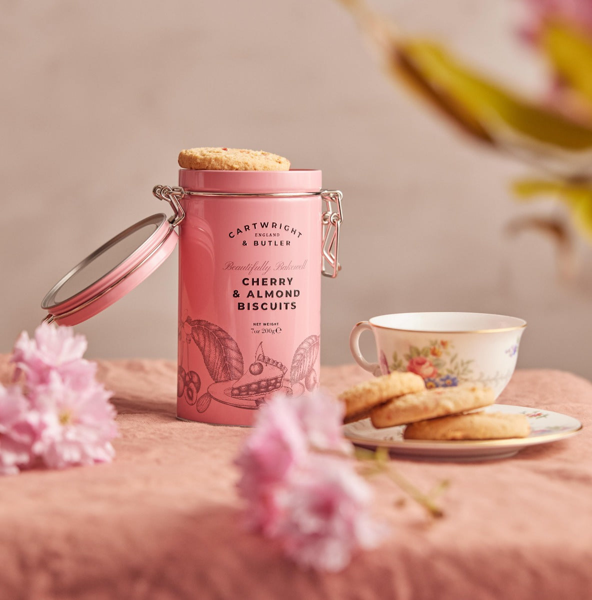 Cartwright & Butler Cherry & Almond Biscuits in Tin 200g