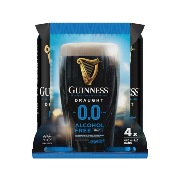 Guinness 0.0% Draught Stout 440ml - 4 Pack