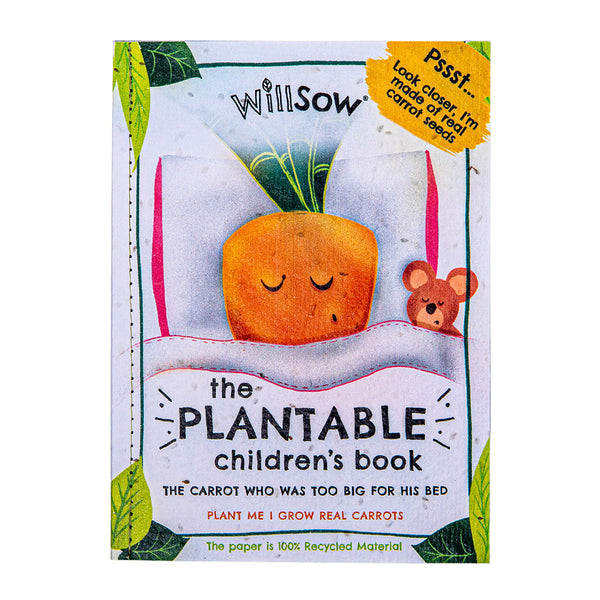 Plantable Childrens Book - The Carrot who was too big for his bed